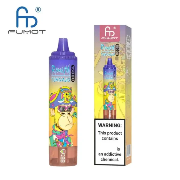 RandM Tornado 15K (15000) Puffs LED Display 25ml E-liquid 850mAh Rechargeable Battery 2% 5% Nicotine Disposable Vape