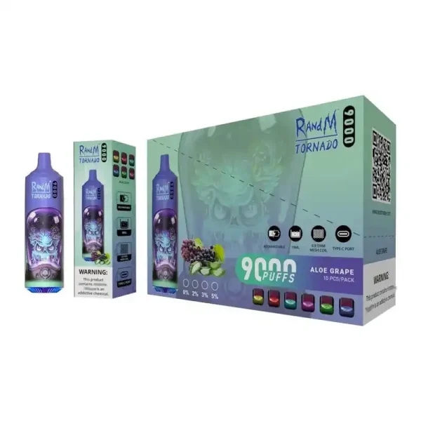 RandM Tornado 9K (9000) Puffs 850mAh Battery 18ml E-juice 2% 5% Nicotine RGB Light Disposable Vape