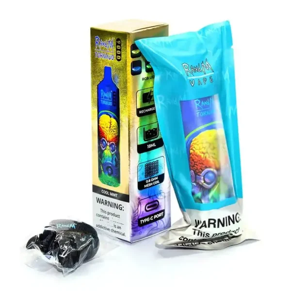 RandM Tornado 9K (9000) Puffs 850mAh Battery 18ml E-juice 2% 5% Nicotine RGB Light Disposable Vape
