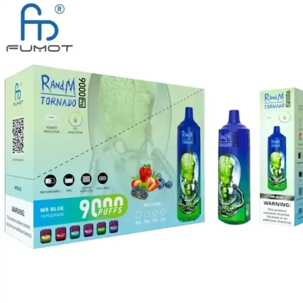 RandM Tornado 9K (9000) Puffs 850mAh Battery 18ml E-juice 2% 5% Nicotine RGB Light Disposable Vape