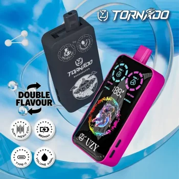 UZY Tornado 30K (30000) Puffs Dual Flavors Smart LCD Display 40mL E-liquid 2% 5% Nicotine 850mAh Battery Disposable Vape