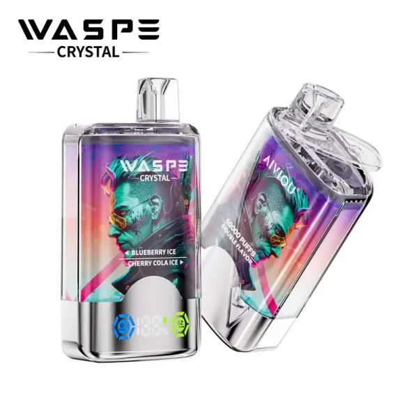 WASPE Crystal Double Flavors 40K (40000) Puffs 32mL E-liquid 0% 2% 5% Nicotine Smart LED Display Type-C Charging Disposable Vape