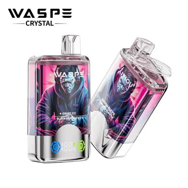 WASPE Crystal Double Flavors 40K (40000) Puffs 32mL E-liquid 0% 2% 5% Nicotine Smart LED Display Type-C Charging Disposable Vape