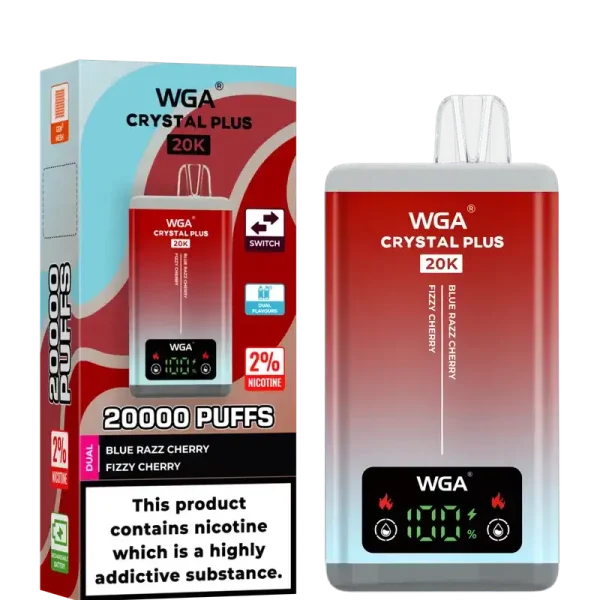 WGA Crystal Plus 20k (20000) Puffs Switchable Taste Function Dual Flavors 2% 5% Nicotine Adjustable Airflow Disposable Vape