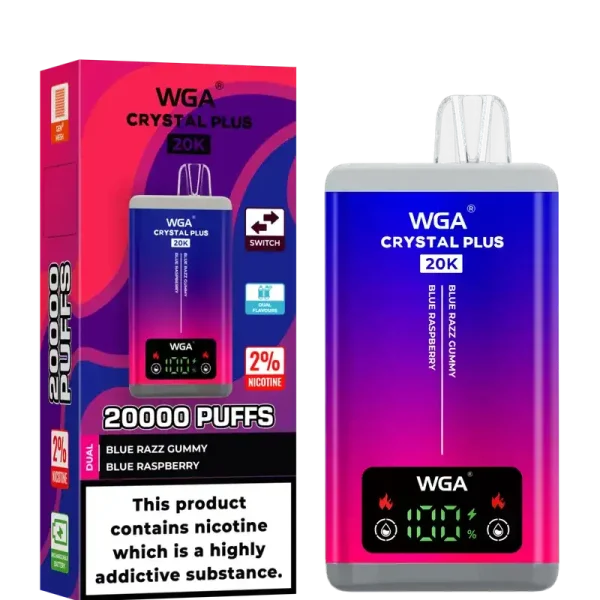 WGA Crystal Plus 20k (20000) Puffs Switchable Taste Function Dual Flavors 2% 5% Nicotine Adjustable Airflow Disposable Vape