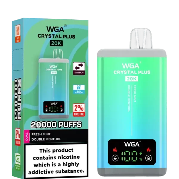 WGA Crystal Plus 20k (20000) Puffs Switchable Taste Function Dual Flavors 2% 5% Nicotine Adjustable Airflow Disposable Vape
