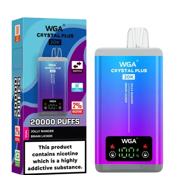 WGA Crystal Plus 20k (20000) Puffs Switchable Taste Function Dual Flavors 2% 5% Nicotine Adjustable Airflow Disposable Vape