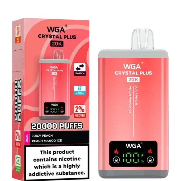 WGA Crystal Plus 20k (20000) Puffs Switchable Taste Function Dual Flavors 2% 5% Nicotine Adjustable Airflow Disposable Vape
