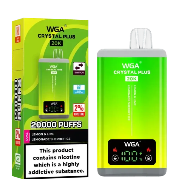WGA Crystal Plus 20k (20000) Puffs Switchable Taste Function Dual Flavors 2% 5% Nicotine Adjustable Airflow Disposable Vape