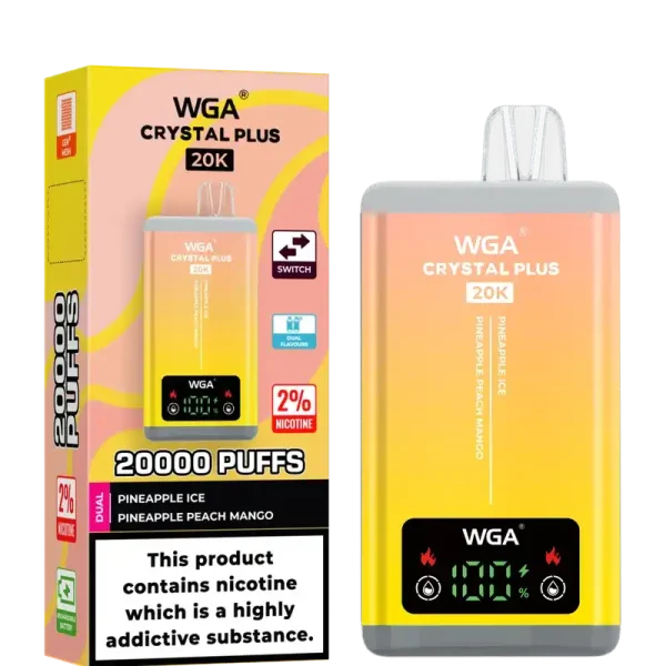 WGA Crystal Plus 20k (20000) Puffs Switchable Taste Function Dual Flavors 2% 5% Nicotine Adjustable Airflow Disposable Vape