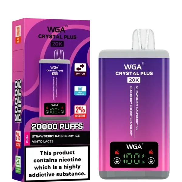 WGA Crystal Plus 20k (20000) Puffs Switchable Taste Function Dual Flavors 2% 5% Nicotine Adjustable Airflow Disposable Vape