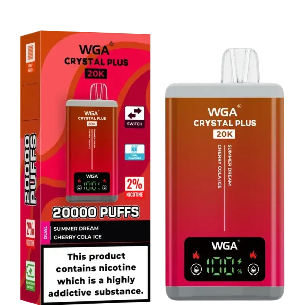 WGA Crystal Plus 20k (20000) Puffs Switchable Taste Function Dual Flavors 2% 5% Nicotine Adjustable Airflow Disposable Vape