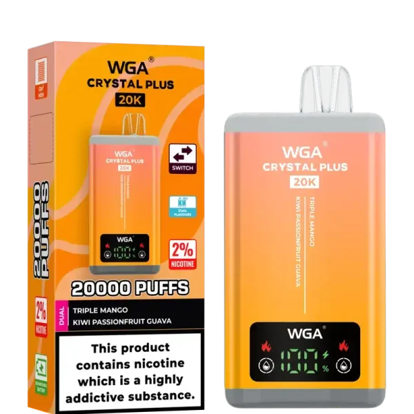 WGA Crystal Plus 20k (20000) Puffs Switchable Taste Function Dual Flavors 2% 5% Nicotine Adjustable Airflow Disposable Vape