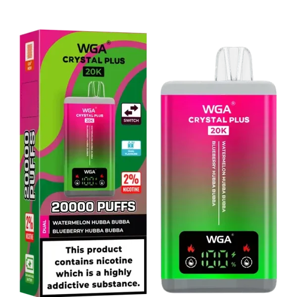 WGA Crystal Plus 20k (20000) Puffs Switchable Taste Function Dual Flavors 2% 5% Nicotine Adjustable Airflow Disposable Vape
