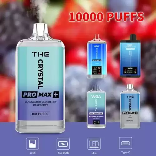 WGA Crystal Pro Max 10K (10000) Puffs 20ml E-liquid 2% 5% Nicotine Type-C Charging 550mAh Battery Disposable Vape