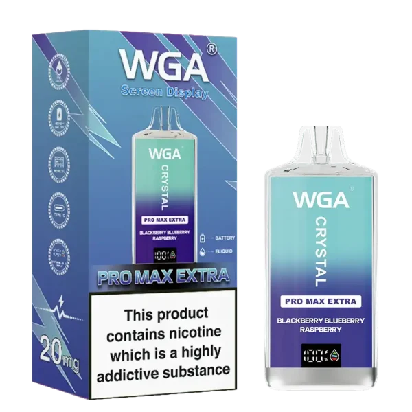 WGA Crystal Pro Max Extra 15K (15000) Puffs Adjustable Airflow 650mAh Battery Type-C Charging 20ml Capacity 2% 5% Nicotine Disposable Vape