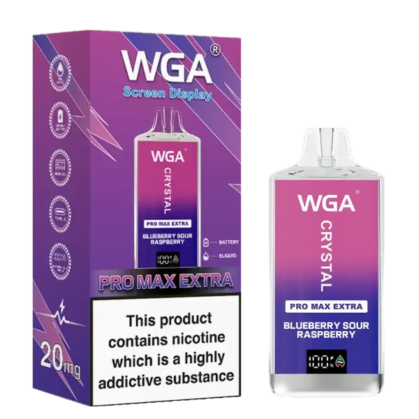 WGA Crystal Pro Max Extra 15K (15000) Puffs Adjustable Airflow 650mAh Battery Type-C Charging 20ml Capacity 2% 5% Nicotine Disposable Vape