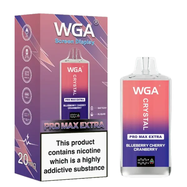 WGA Crystal Pro Max Extra 15K (15000) Puffs Adjustable Airflow 650mAh Battery Type-C Charging 20ml Capacity 2% 5% Nicotine Disposable Vape