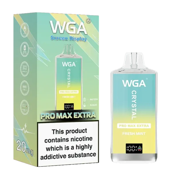 WGA Crystal Pro Max Extra 15K (15000) Puffs Adjustable Airflow 650mAh Battery Type-C Charging 20ml Capacity 2% 5% Nicotine Disposable Vape