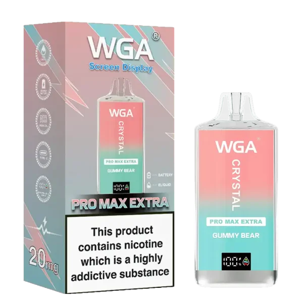 WGA Crystal Pro Max Extra 15K (15000) Puffs Adjustable Airflow 650mAh Battery Type-C Charging 20ml Capacity 2% 5% Nicotine Disposable Vape