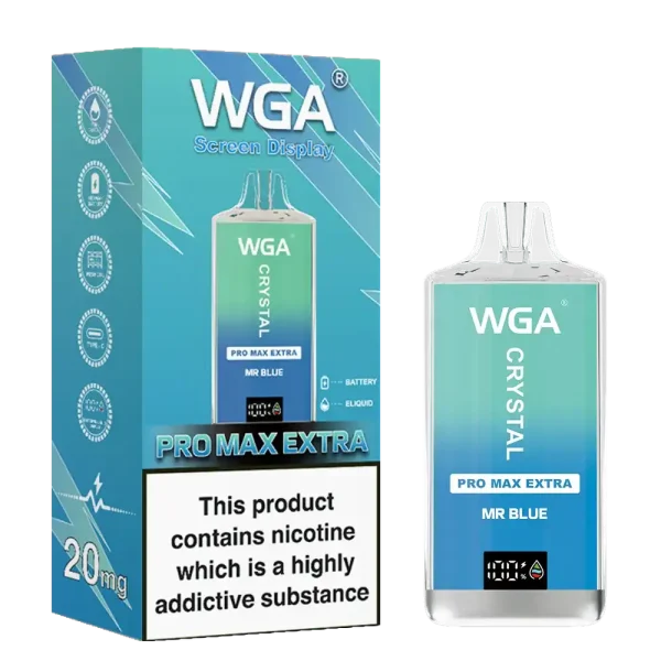 WGA Crystal Pro Max Extra 15K (15000) Puffs Adjustable Airflow 650mAh Battery Type-C Charging 20ml Capacity 2% 5% Nicotine Disposable Vape