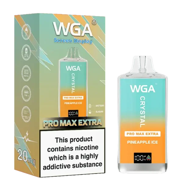 WGA Crystal Pro Max Extra 15K (15000) Puffs Adjustable Airflow 650mAh Battery Type-C Charging 20ml Capacity 2% 5% Nicotine Disposable Vape