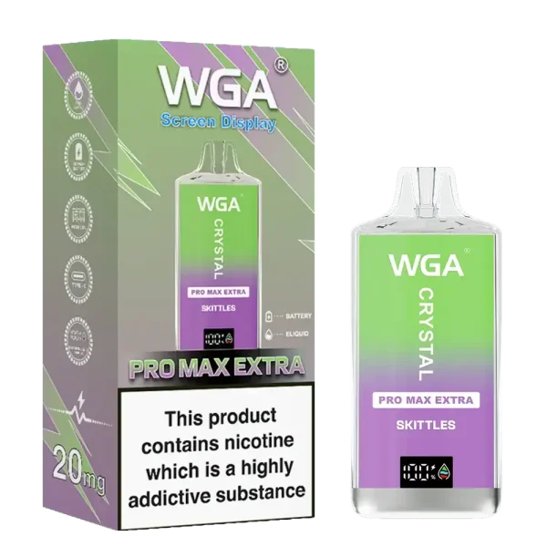 WGA Crystal Pro Max Extra 15K (15000) Puffs Adjustable Airflow 650mAh Battery Type-C Charging 20ml Capacity 2% 5% Nicotine Disposable Vape