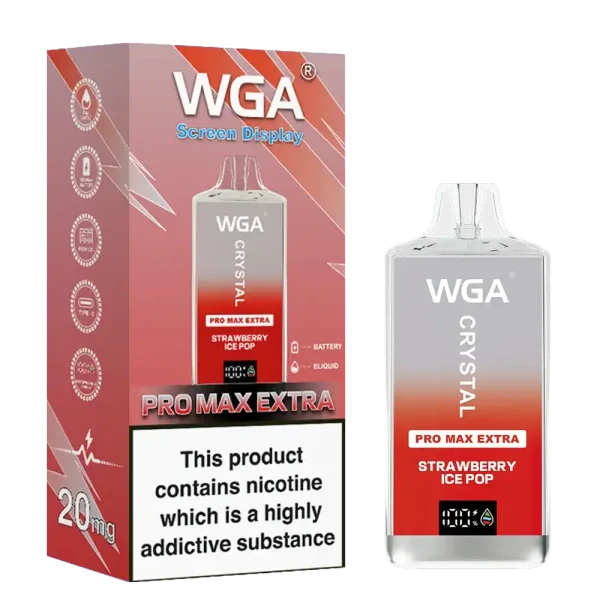 WGA Crystal Pro Max Extra 15K (15000) Puffs Adjustable Airflow 650mAh Battery Type-C Charging 20ml Capacity 2% 5% Nicotine Disposable Vape