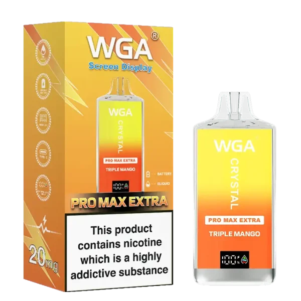 WGA Crystal Pro Max Extra 15K (15000) Puffs Adjustable Airflow 650mAh Battery Type-C Charging 20ml Capacity 2% 5% Nicotine Disposable Vape