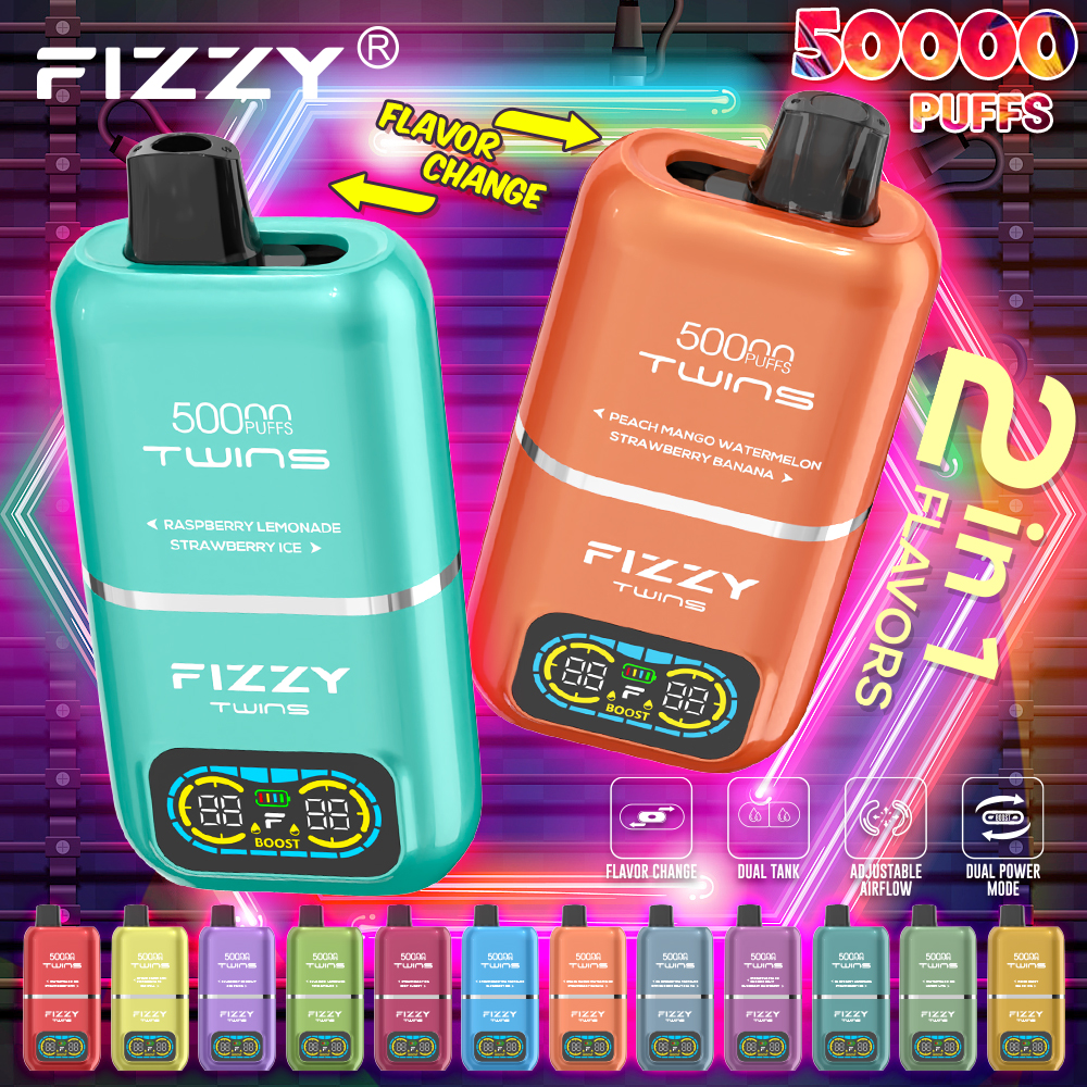 24h-vape.com FIZZY TWINS 50K: Double the Flavor! Double the Vapor! Double the Thrills! The Ultimate Disposable Vape Experience!