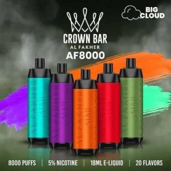 AL FAKHER CROWN BAR 12K(12000) Puffs 2% 5% Nicotine 20 ML of E-liquid Battery and Ejuice Display Battery Rechargeable (Type-C) Disposable Vape