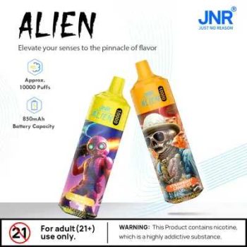JNR Alien 10K(10000) puffs 2% 5% Nicotine 20ML E-liquid 850mAh Rechargeable Battery LED (RGB) Lights Disposable Vape