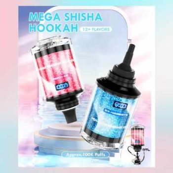 JNR MEGA SHISHA HOOKAH 100K(100000) Puffs 2% 5% Nicotine 2200mAh Rechargeable Battery Direct-to-Lung (DTL) Vaping 60mL E-liquid Ultimate Vape