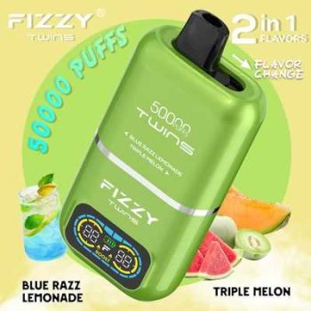 Fizzy Twins Blue Razz Lemonade & Triple Melon – 50000 Puffs – 10pcs
