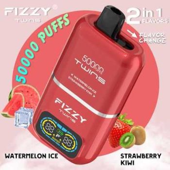 Fizzy Twins Watermelon Ice & Strawberry Kiwi – 50000 Puffs – 10pcs