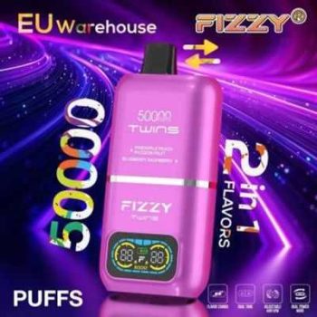 FIZZY TWINS 50K(50000) Puffs Dual flavors 50ML of e-liquid mesh coil 850mAh battery 2%/5% nicotine LCD Screen Disposable Vape