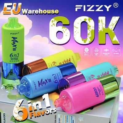 24h-vape.com Fizzy Max III 6in1 60K 60000 Puffs Rechargeable Disposable Vape – Flavor Box (6-Pack)